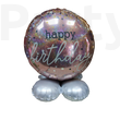 Happy Birthday konfettis rózsaszín talpas fólia lufi