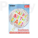 Kép 3/3 - 45 cm-es Happy Birthday konfettik fólia lufi