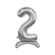 74 cm-es talpon álló ezüst színű 2-es szám fólia lufi