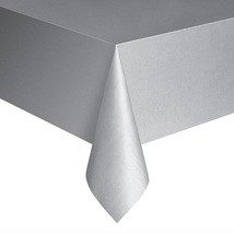 Ezüst műanyag asztalterítő - 137 cm x 274 cm