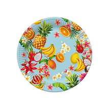 Türkiz nyári mintás tányér - 22,7 cm, 8 db / csomag
