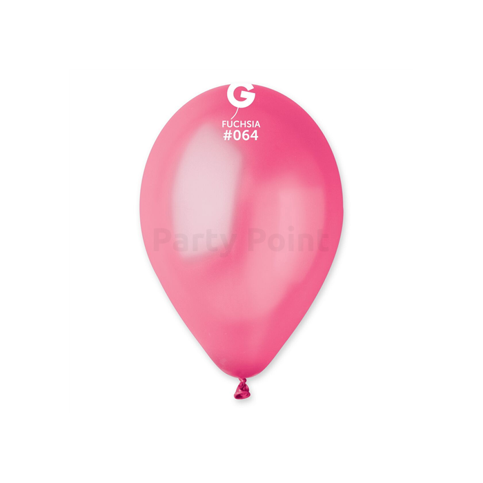 26 cm-es metál fukszia gumi lufi 50 db/cs