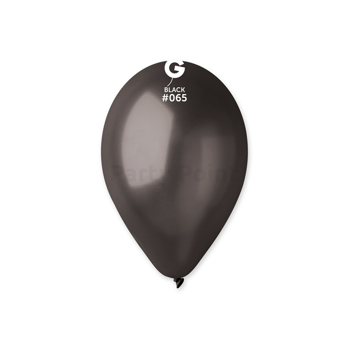 26 cm-es metál fekete gumi lufi 50 db/cs