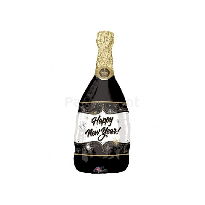 Happy New Year pezsgős üveg szuper fólia lufi