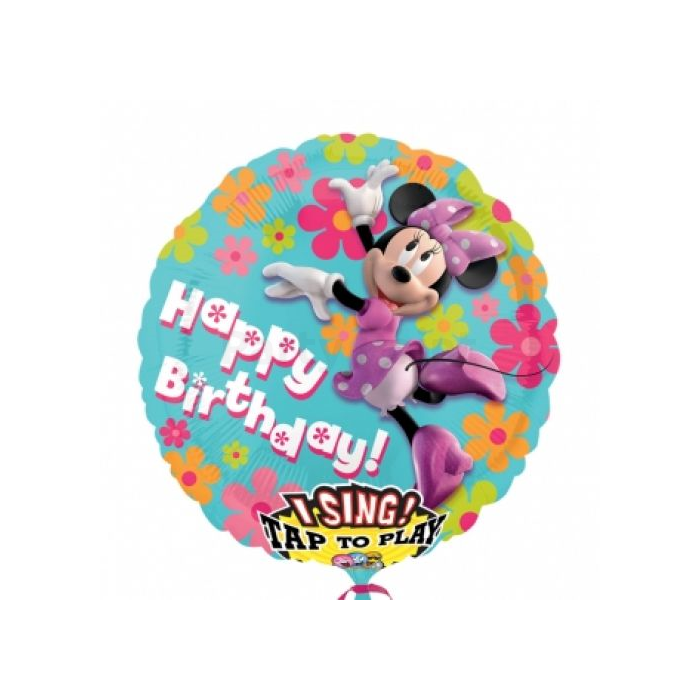 Sing-a-Tune-Zenélő Happy Birthday Minnie fólia lufi