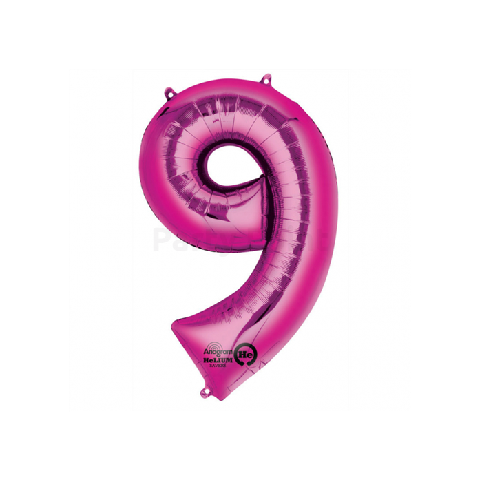 SuperShape - pink 9-es szám fólia lufi