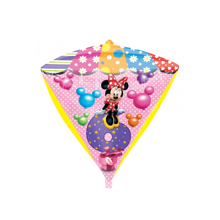 45 cm-es Minnie 6th Birthday gyémánt alakú fólia lufi