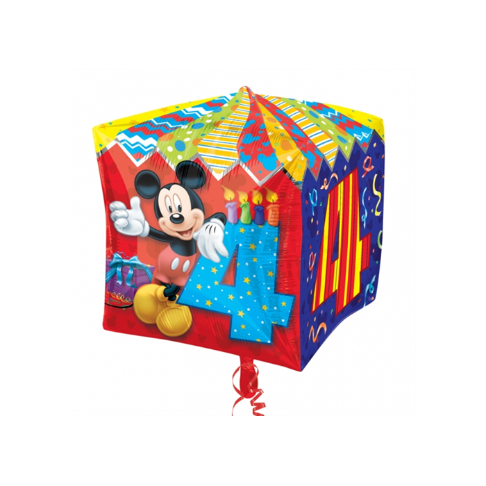 Cubez - Mickey 4th Birthday fólia lufi, 38 cm
