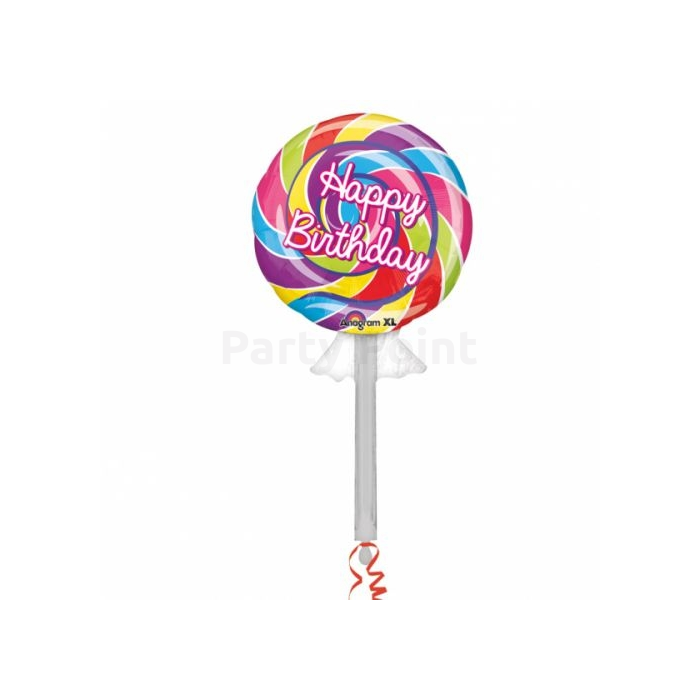 SuperShape -nyalóka alakú Happy Birthday fólia lufi