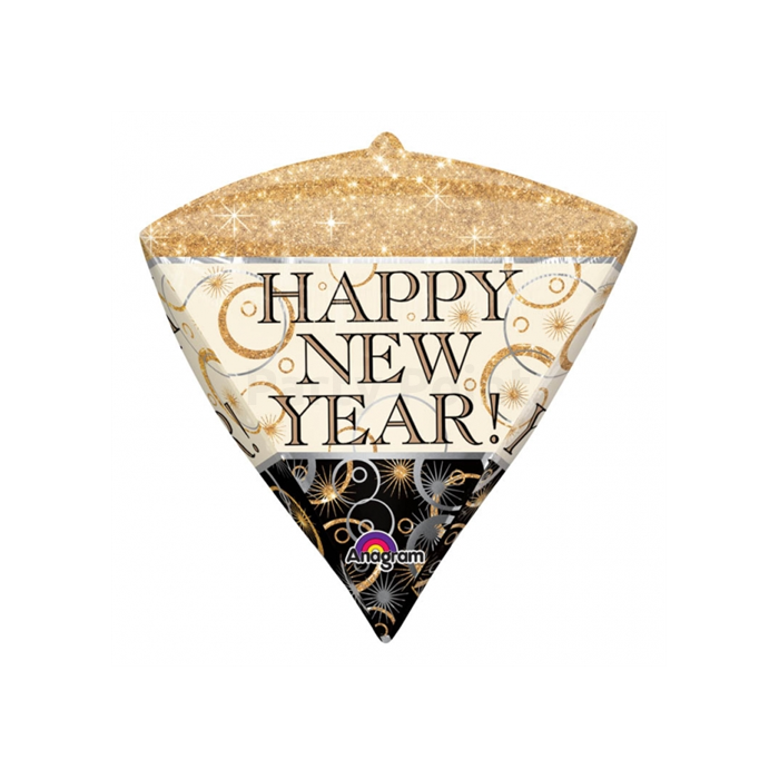 43 cm-es Happy New Year gyémánt alakú fólia lufi