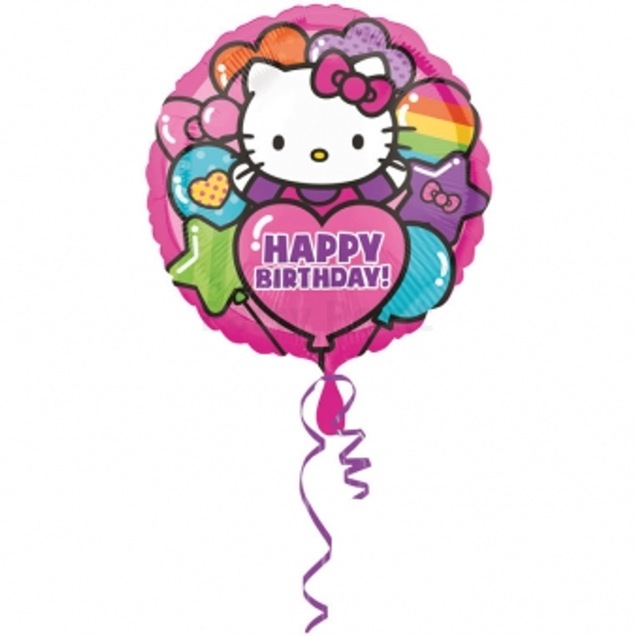 45 cm-es Hello Kitty Happy Birthday fólia lufi