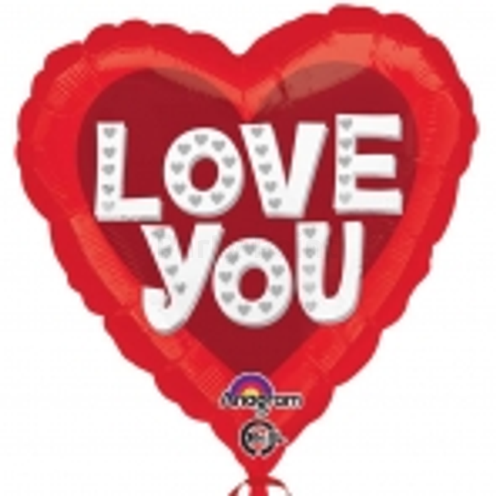 45 cm-es Love You piros szív alakú fólia lufi
