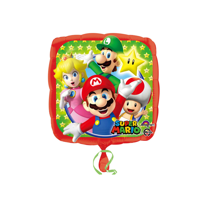 45 cm-es Super Mario négyzet alakú fólia lufi