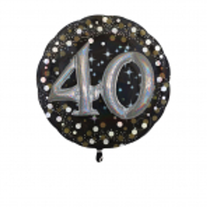 Multi -Balloon Happy Birthday 40. arany -ezüst  prizmás fólia lufi, 81 cm -es