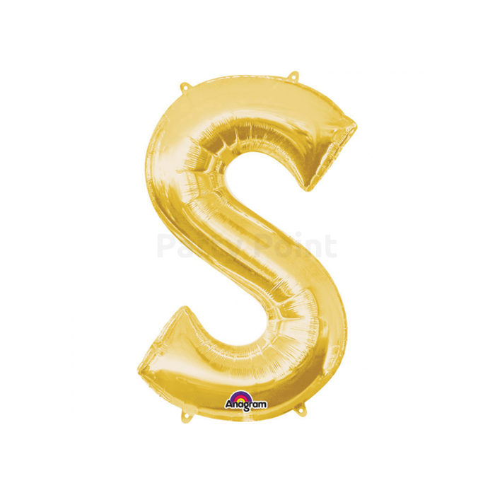 SuperShape - arany színű S betű fólia lufi