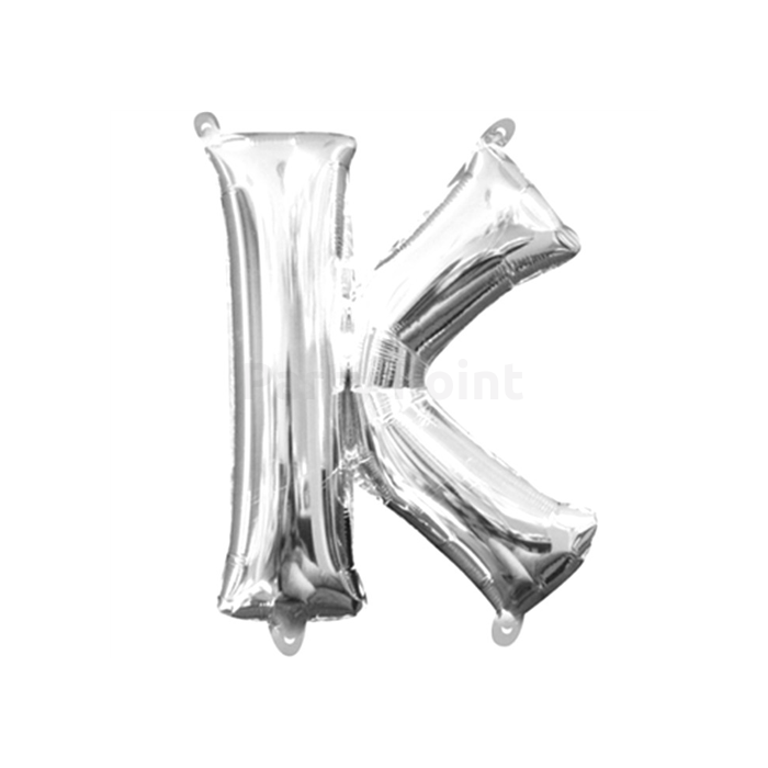 33 cm-es ezüst színű K betű fólia lufi