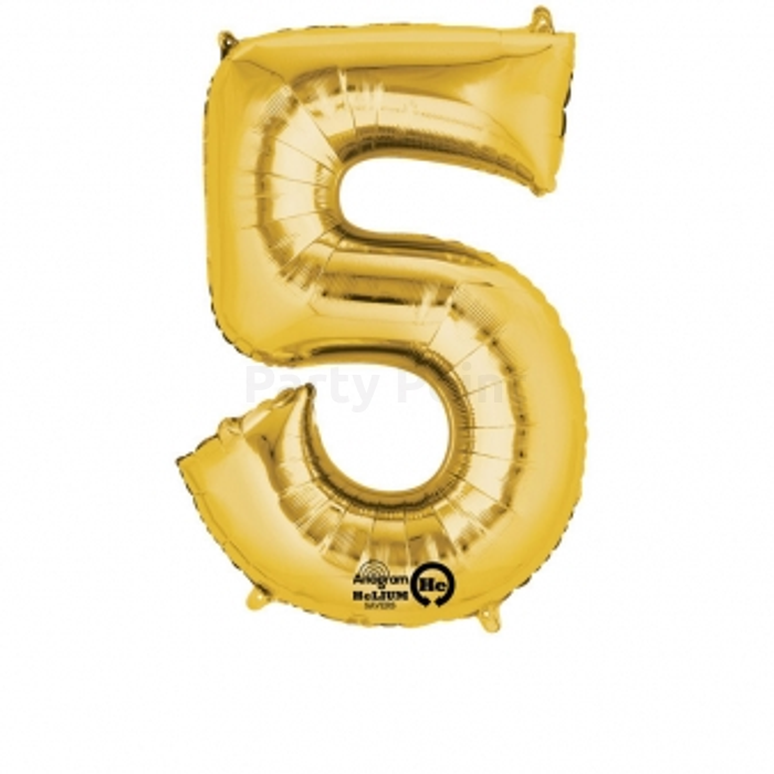 33 cm-es arany színű 5-ös szám fólia lufi