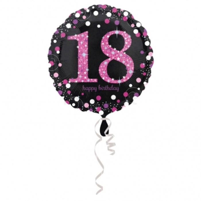 45 cm-es pink-fekete fólia lufi 18. születésnapra