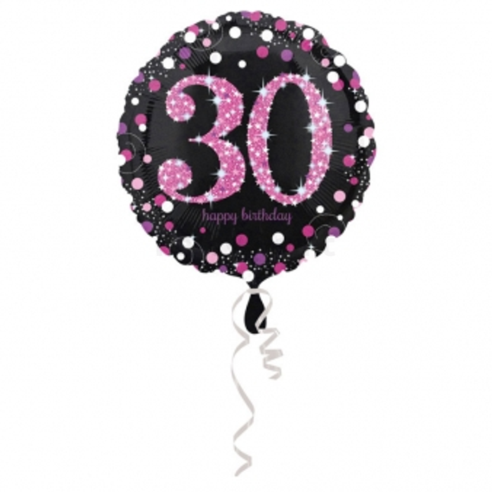 45 cm-es pink-fekete fólia lufi 30. születésnapra