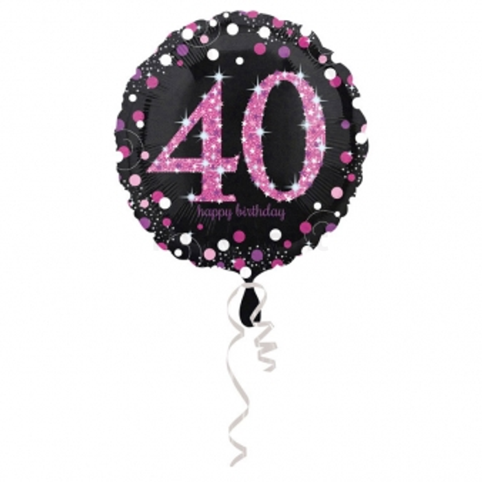 45 cm-es pink-fekete fólia lufi 40. születésnapra