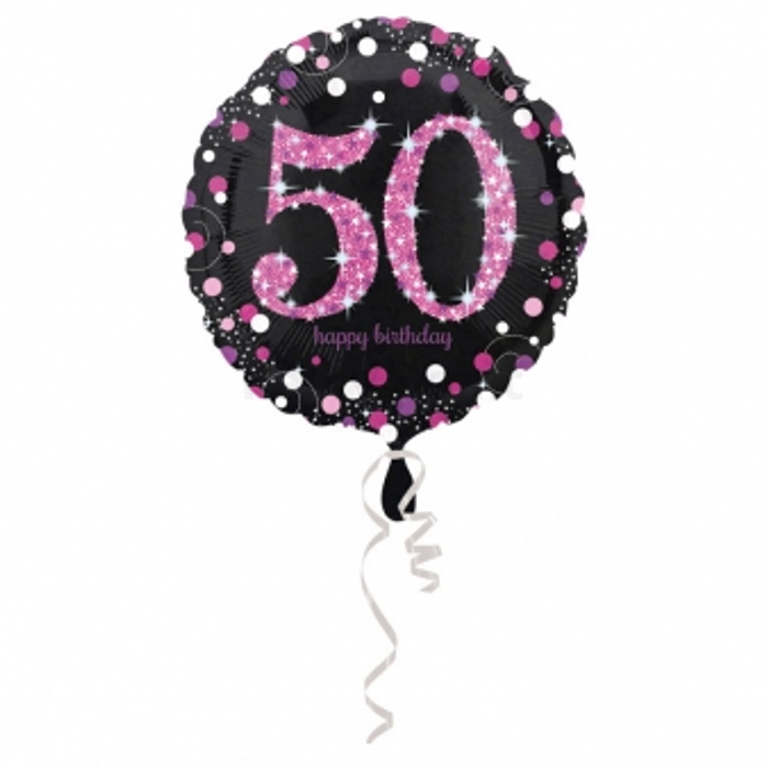 45 cm-es pink-fekete fólia lufi 50. születésnapra