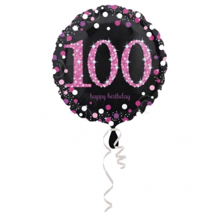 45 cm-es pink-fekete fólia lufi 100. születésnapra