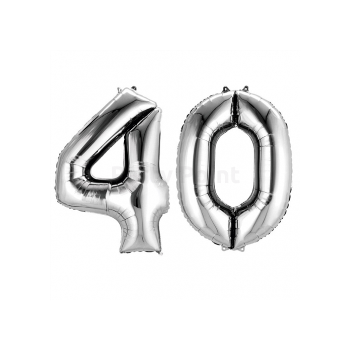 SuperShape - ezüst színű 40-es szám fólia lufi