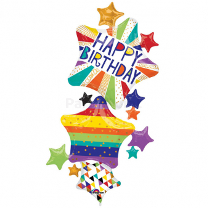 Multi -Balloon -Happy Birthday fólia lufi, 170x93 cm