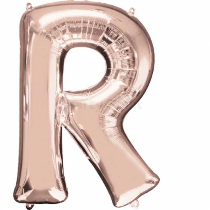 SuperShape - rosegold R betű fólia lufi