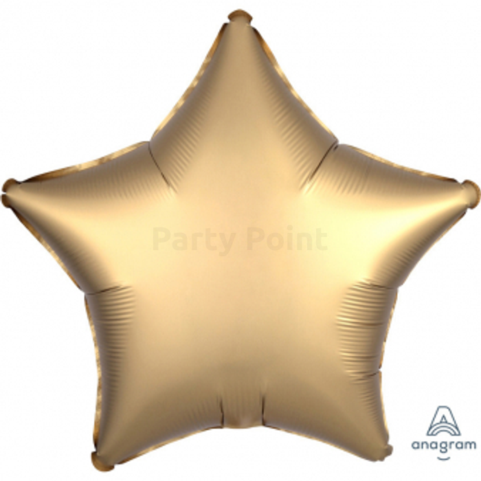 45 cm-es Satin Lux arany színű, csillag alakú fólia lufi