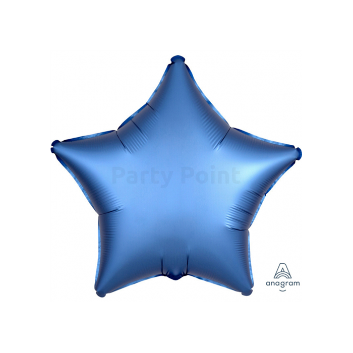 45 cm-es Satin Lux azúrkék csillag alakú fólia lufi