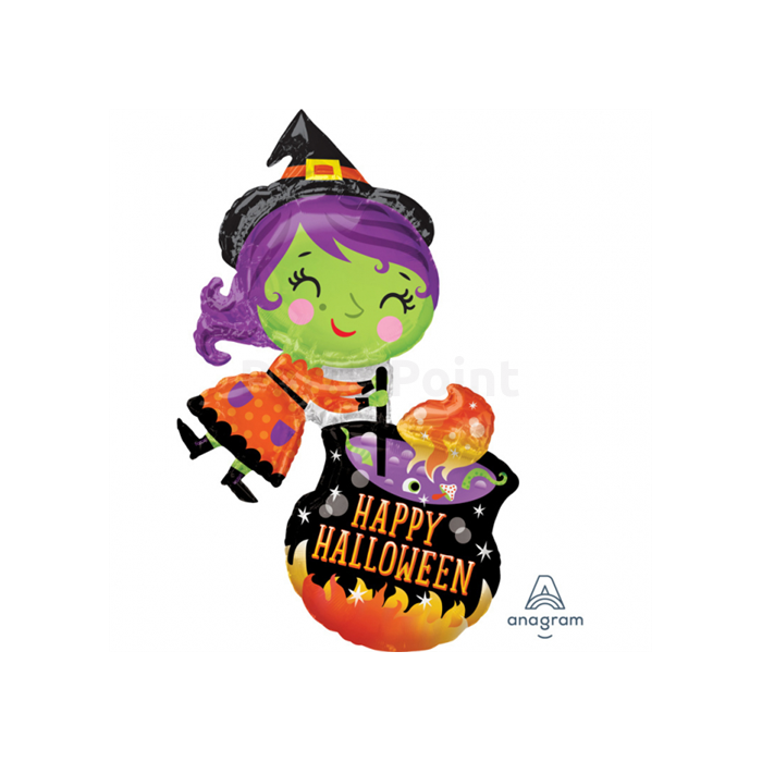 SuperShape XL - Happy Halloween boszorkány üsttel fólia lufi