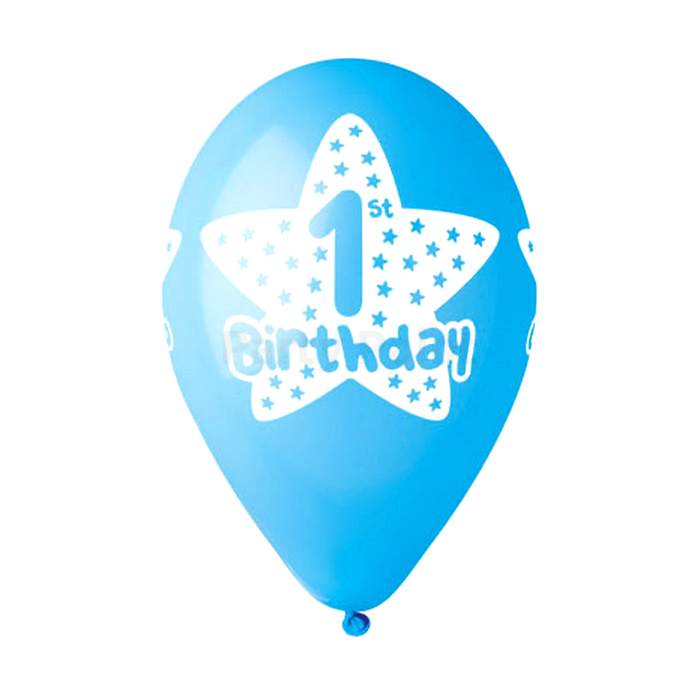30 cm-es első születésnapra kék printelt léggömb 10 db/cs
