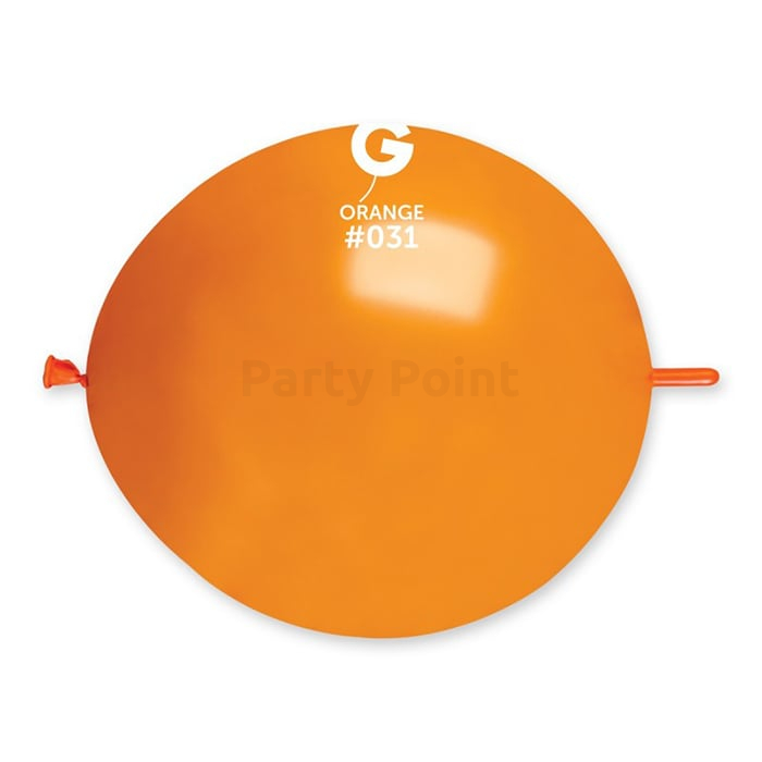 33 cm-es bóbitás metál narancssárga gumi léggömb - 100 db / csomag