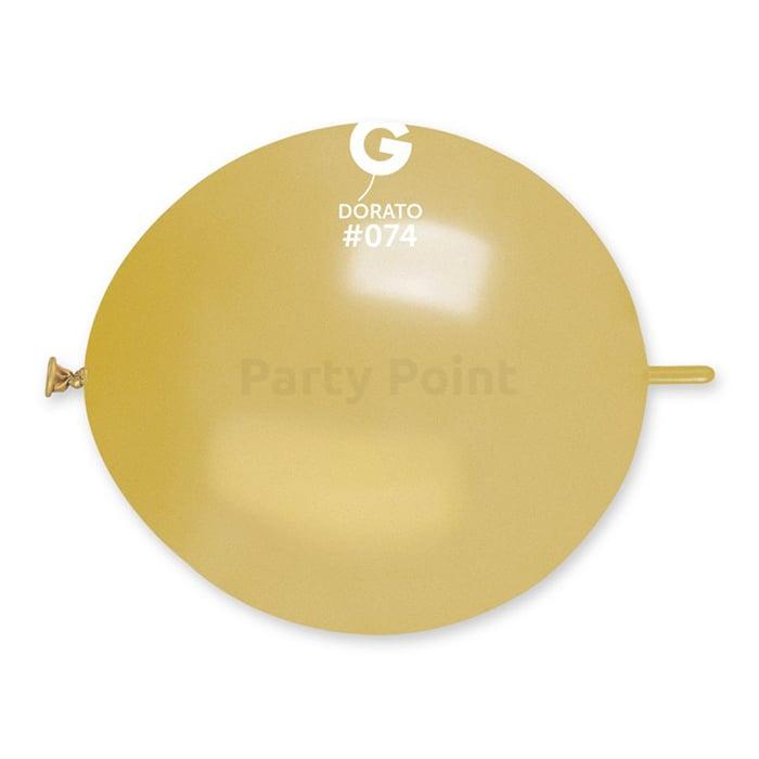 33 cm-es bóbitás metál dorato gumi léggömb - 100 db / csomag