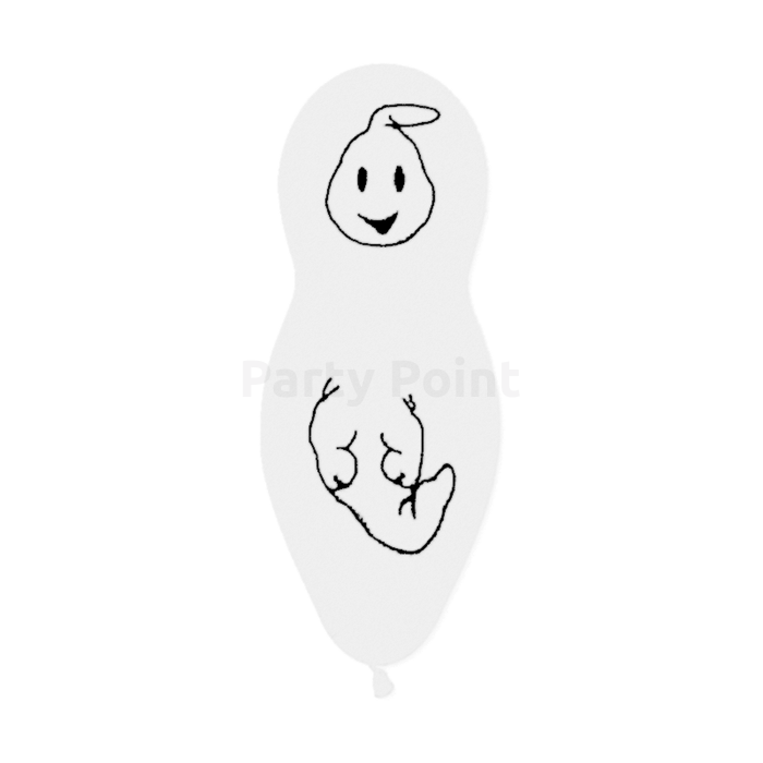 55 cm-es fehér Halloween szellem gumi léggömb 10 db/cs.