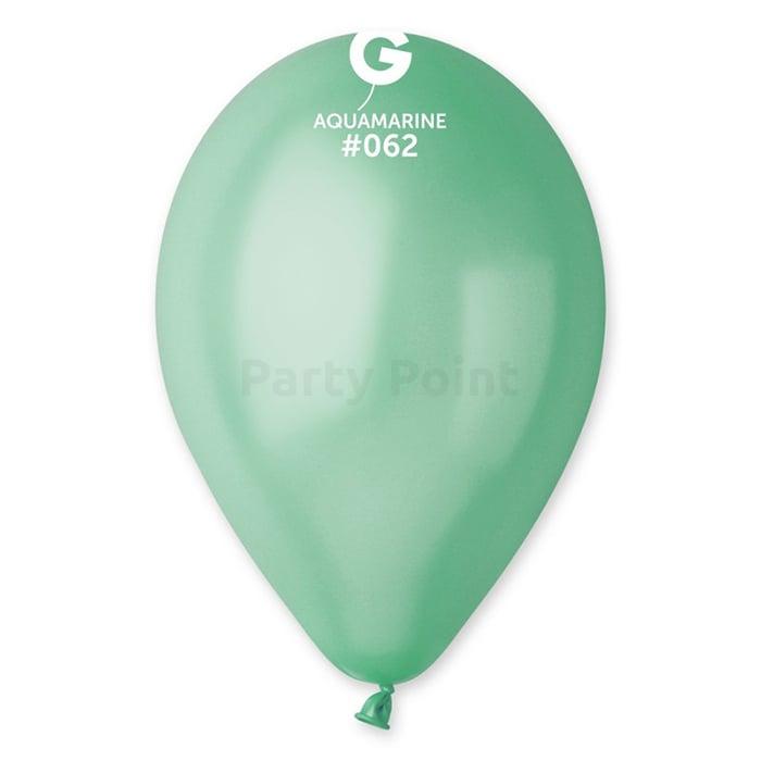 26 cm-es metál aquamarine gumi léggömb 100 db/cs