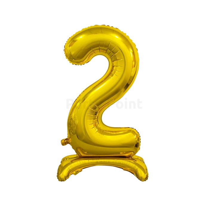 74 cm-es talpon álló arany színű 2-es szám fólia lufi