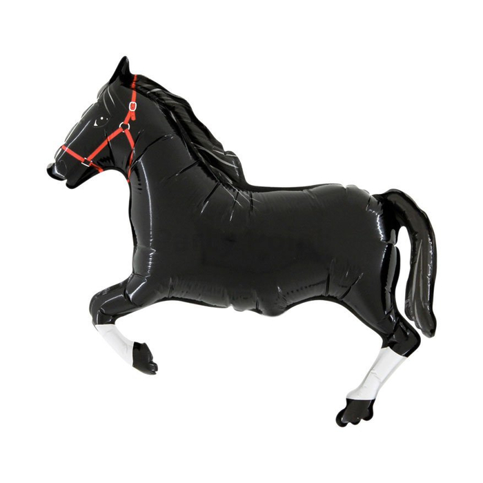 SuperShape - Fekete ló fólia lufi, 80 cm