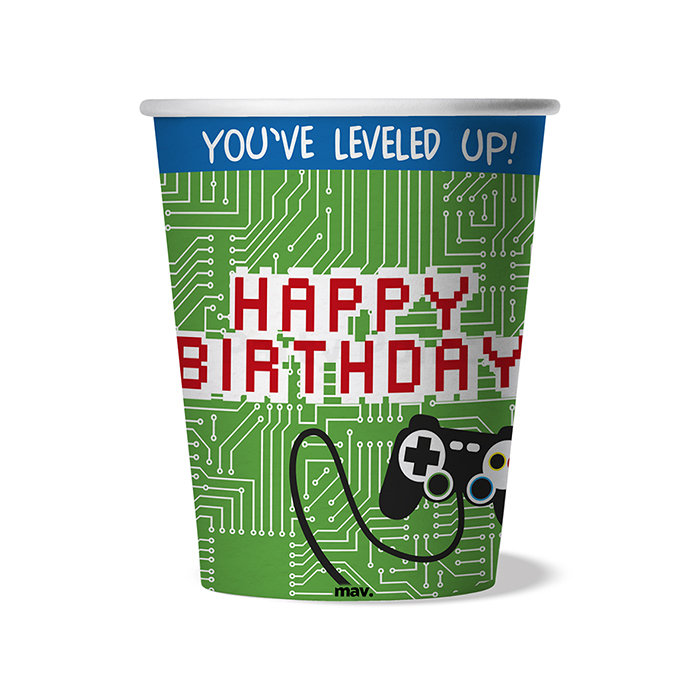 Happy Gamer Birthday pohár - 250 ml, 8 db / csomag