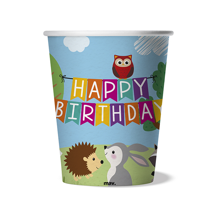 Happy Birthday Woodland pohár - 250 ml, 8 db / csomag