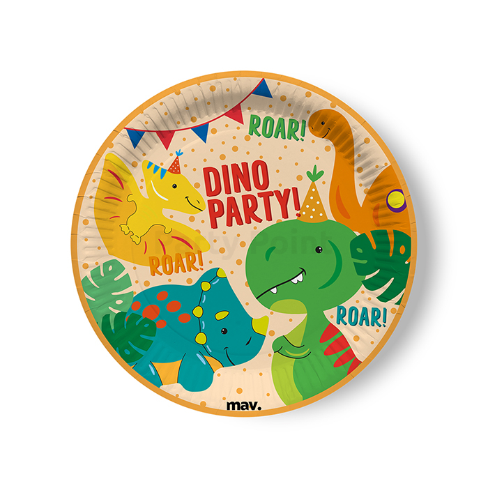 Dino Party tányér - 22,7 cm, 8 db / csomag