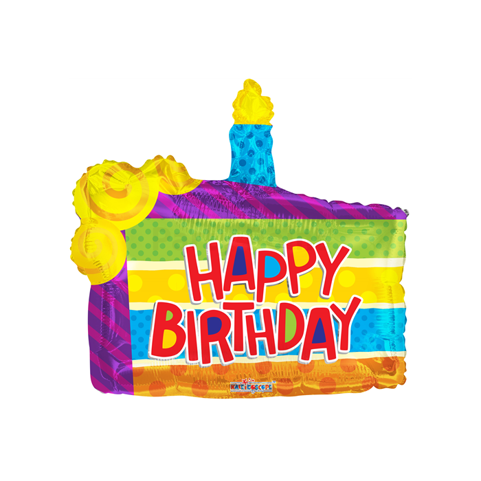 SuperShape - Happy Birthday tortaszelet alakú fólia lufi
