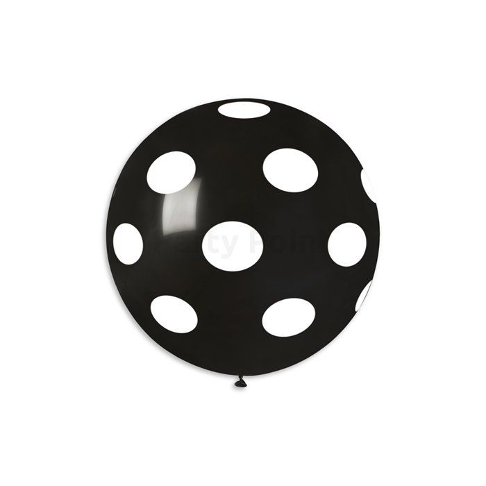 80 cm-es fehér pöttyös fekete gumi léggömb