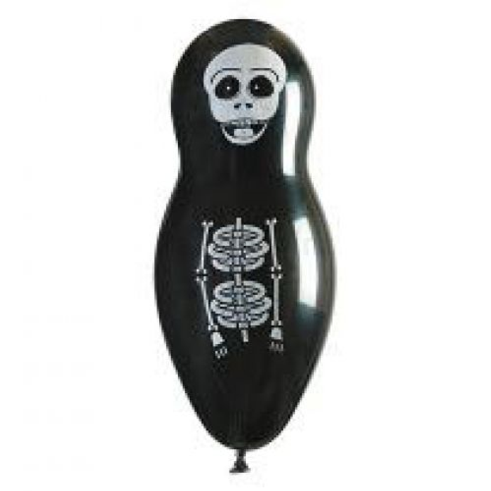 55 cm-es fekete Halloween csontváz gumi léggömb 10 db/