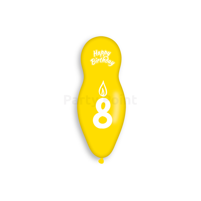 55 cm-es HB 8. születésnapra printelt, forma gumi léggömb - 5 db / csomag