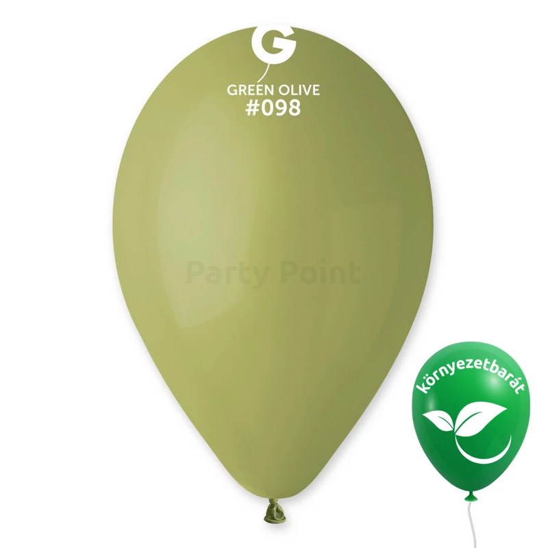 Olivazöld / Green Olive #098 Gemar latex lufik dekorációhoz,Gemar Go Green – környezetbarát latex lufik,Gemar 26 CM latex lufi méretbemutató ábra