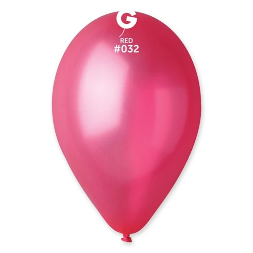 26 cm-es metál világospiros gumi léggömb - 50 db / csomag