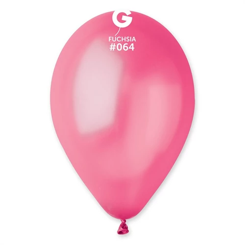26 cm-es metál fukszia gumi léggömb - 50 db / csomag