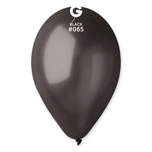 26 cm-es metál fekete gumi léggömb - 50 db / csomag